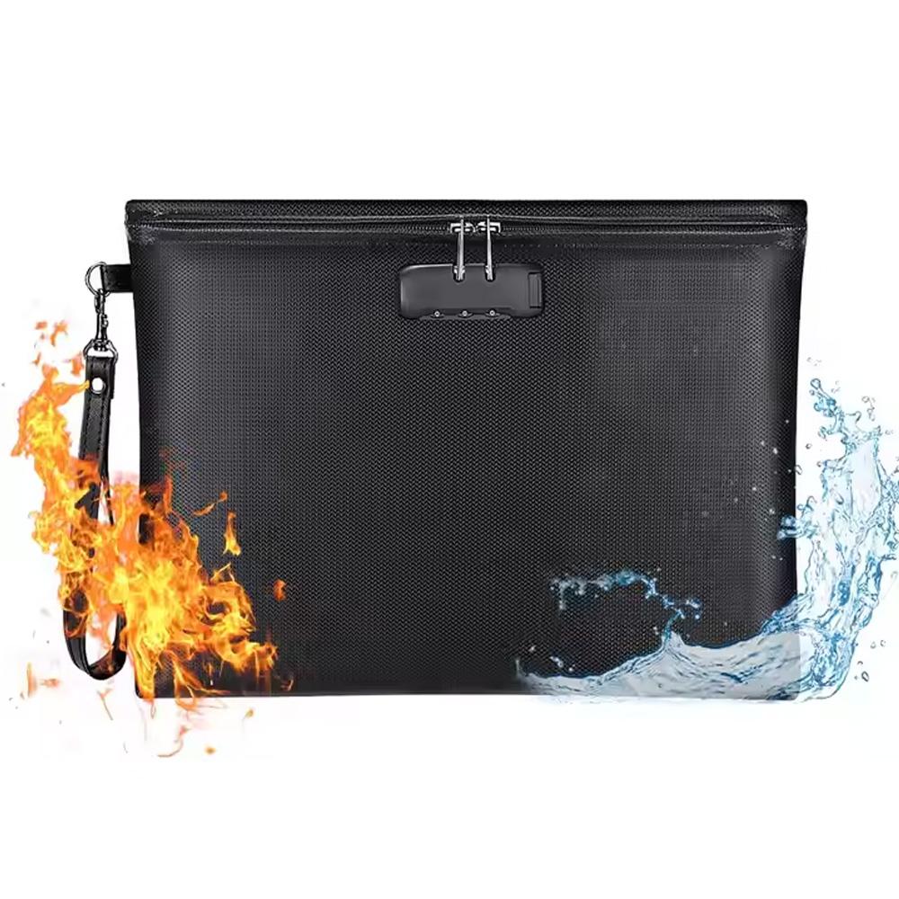 High Temperature Resistant Storage Bag Fireproof Waterproof Document Storage Bag with Combination Lock to Protect Valuables