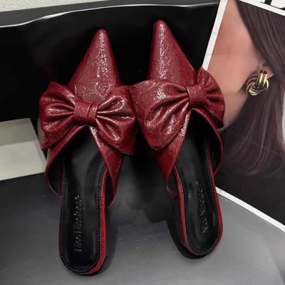 Женские шлепанцы-балетки с острым носком, элегантные мюли, роскошные женские сандалии 2025, летние слайды для вечеринки, новая женская обувь