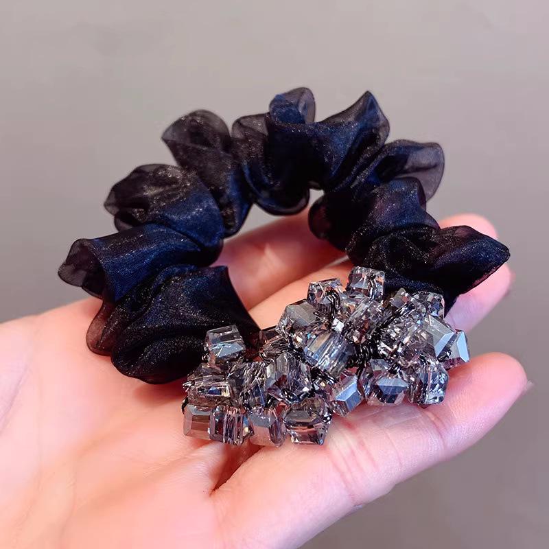 Элегантная сетчатая резинка для волос со сверкающими стразами, высококлассный роскошный аксессуар для волос для женщин, стиль 2025