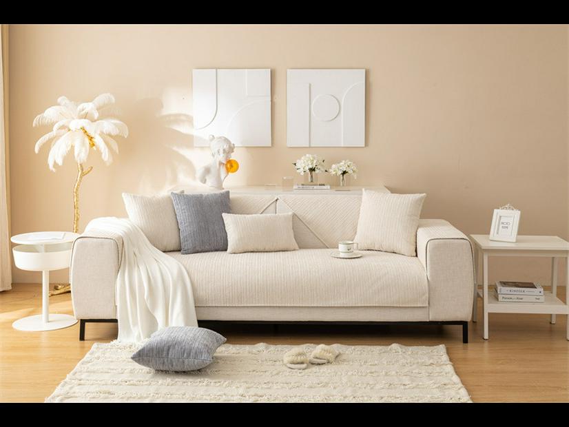 Современная зимняя вельветовая полосатая плюшевая диванная подушка - нескользящая, однотонная