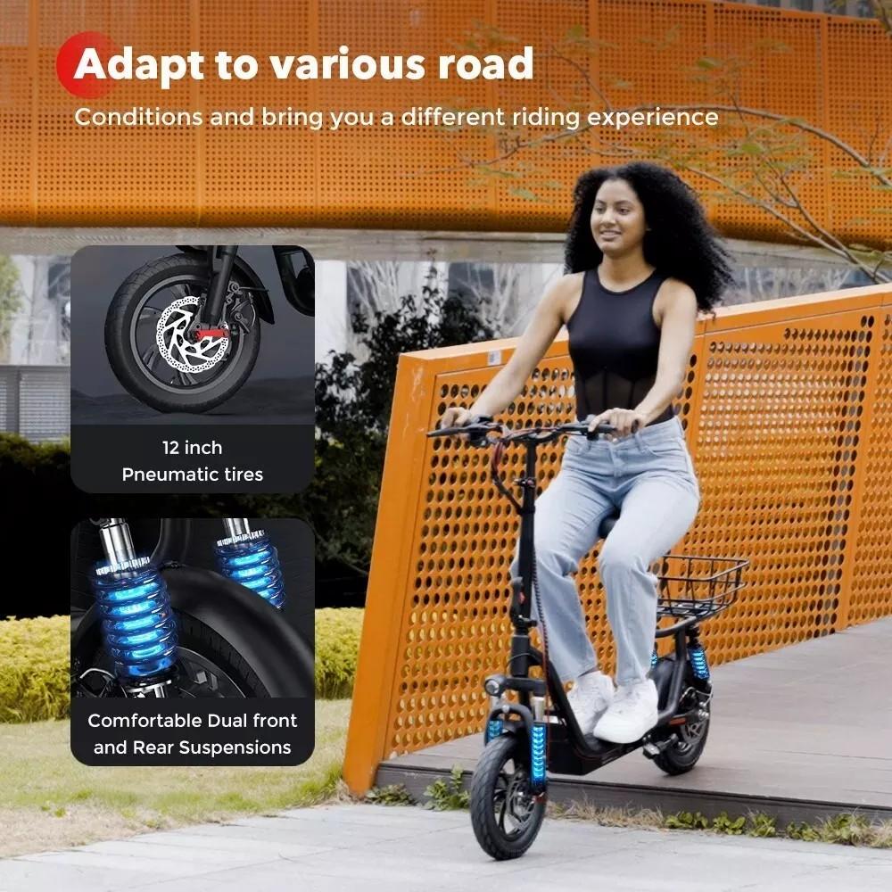 Electric Scooter Foldable iScooter 12" 500W Motor Full Shock Absorption Top Speed 25Km/h 36V 7.5AH Max Range 35Km I12