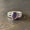 Amethyst Oval Gemstone Ring, Solid 925 Sterling Silver Ring, Gift For Her, Boho Ring, Silver Jewelry