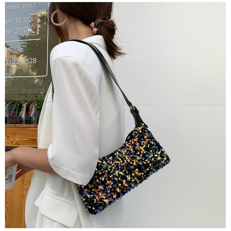 Популярная маленькая сумка с пайетками женская сумка новая модная дикая сумка через плечо подмышечная сумка-мессенджер
