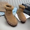 Женские меховые балетки, ботильоны, зимние ботинки на платформе, замшевые туфли, зимняя плюшевая хлопковая обувь 2025 года, тренд, повседневные, удобные, нескользящие, женские ботинки