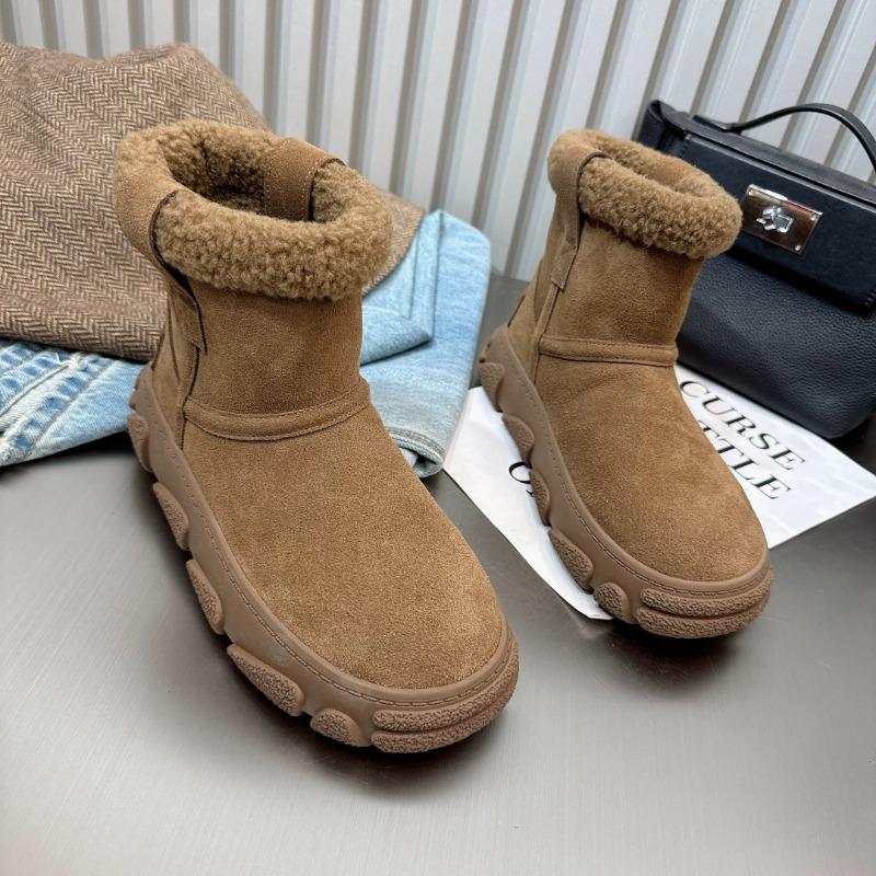 Женские меховые балетки, ботильоны, зимние ботинки на платформе, замшевые туфли, зимняя плюшевая хлопковая обувь 2025 года, тренд, повседневные, удобные, нескользящие, женские ботинки
