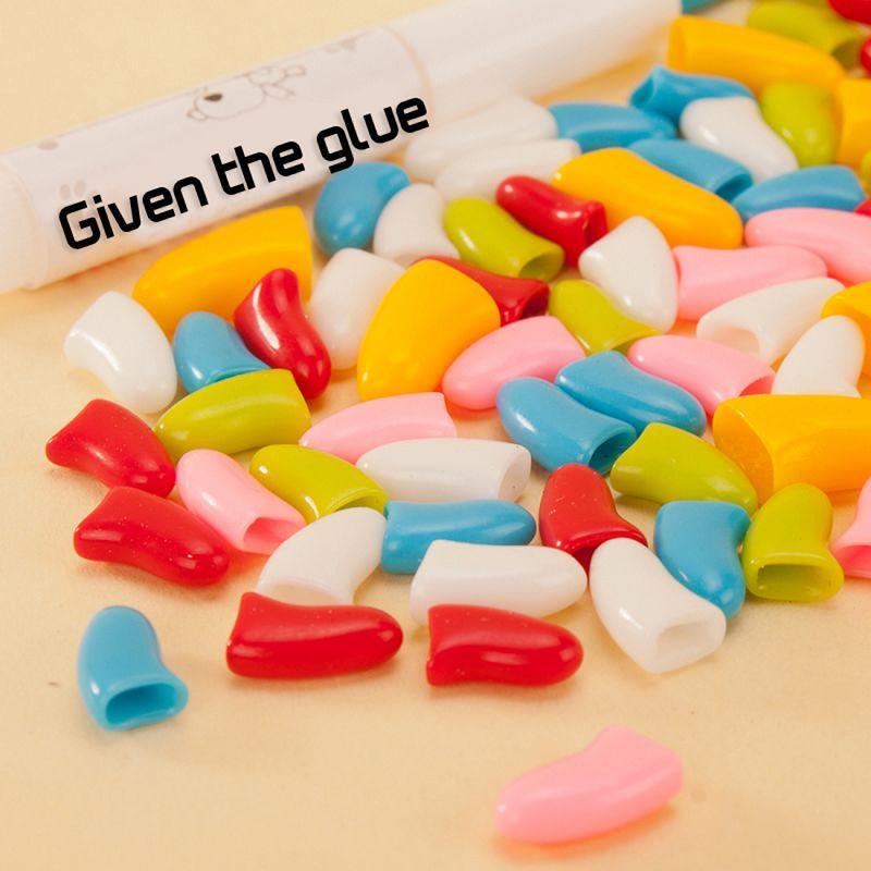 20 шт./лот, защита пола для пальцев домашних собак, колпачки для когтей, мягкие колпачки для лап + клейкие принадлежности для домашних животных