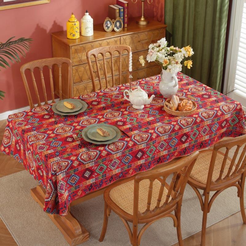 Жаккардовая скатерть с принтом в стиле ретро, прямоугольная скатерть для обеденного стола в пасторальном стиле, универсальный стол для украшения рабочего стола, ткань