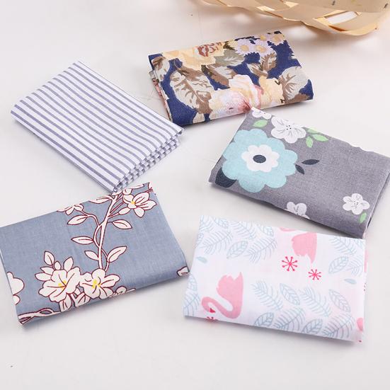 5Pcs/Set Patchwork Cloth Fadeless Abrasion-resistant Breathable Cuttable Washable Floral Printed Twill Needlework Cloth for Sewing Shop