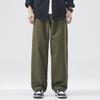 American retro pure cotton loose casual wide-leg pants men's drape straight solid color spring and autumn new mid-waist long pants