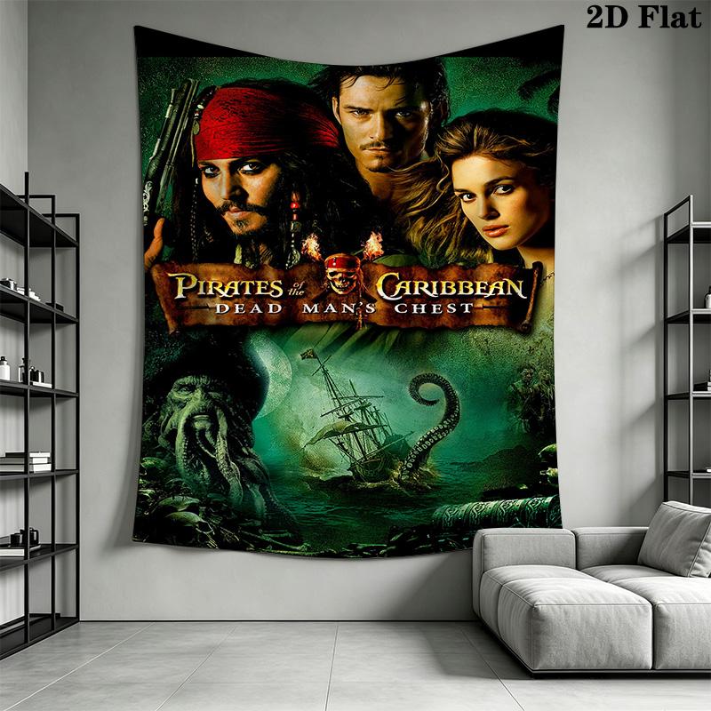 Pirates Caribbean Dead Man'S Chest Tapestry Fashion Print Wallmounted Atmospheric Background Cloth Background Cloth Homestay Soft Decoration Tapestry