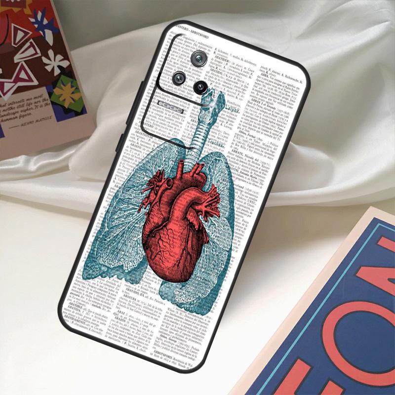 Anatomical Heart Anatomy Case For POCO X6 Pro M6 X5 X3 M5s F3 F5 Xiaomi 14 Ultra 13 12 Lite 11T 12T 13T Pro Coque