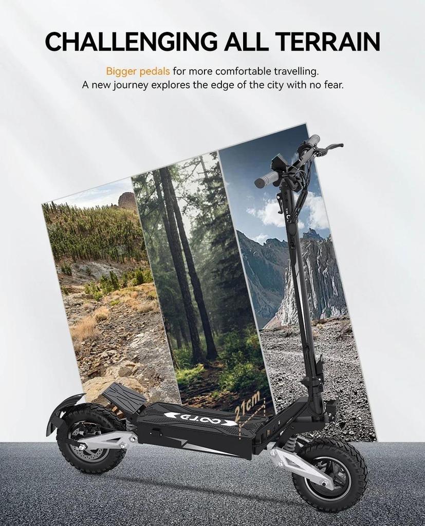 OOTD T10 900W Motor 48V13.5AH Electric Scooter Max Speed 50km/h Max Range 45km Led Display Hydraulic Brake Foldable E-scooter