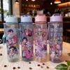 Бутылка для воды 750 мл с мультяшным K-pop принтом охотников на демонов, большая емкость, чашка для питья, портативная, для занятий спортом на открытом воздухе, детская, подарок для ребенка