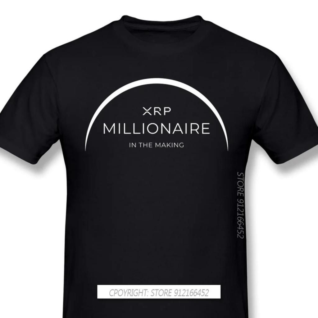 Мужские Черные Футболки XRP Ripple Coin Криптовалюта Крипто Миллионер В Процессе Футболка Чистый Хлопок Футболка в Стиле Харадзюку Взрослый