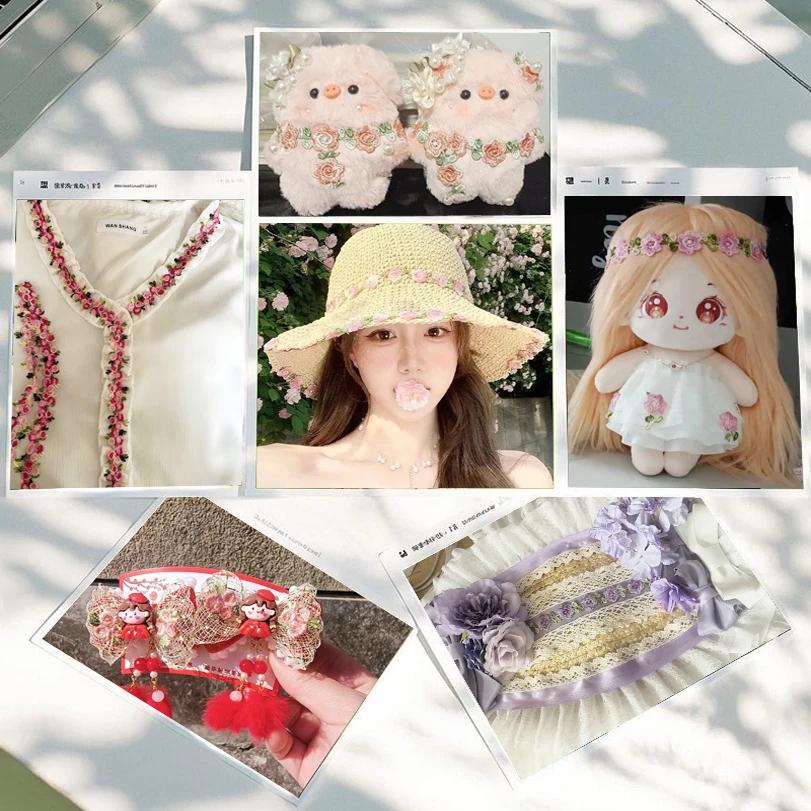 2CM Width Flower Lace Fabric Floral Embroidery Ribbon DIY Sewing Garment Applique Decor Accessories 2cm Lace Trim Crafts