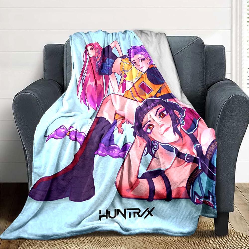 K?Pop Demon Hunters Show Cozy Blanket Ultra-Soft Perfect for Sofa Couch Office Bed Picnics Four Seasons Universal Modern Gift