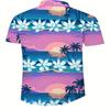Летняя мужская повседневная рубашка с короткими рукавами на пуговицах с рисунком заката и цветов в формате 3D, подходящая для летнего пляжа