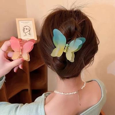 Женские заколки-краб, заколки-бабочки, заколки для волос, градиентные заколки для волос с узором «тай-дай», цветные заколки для укладки, аксессуары для волос