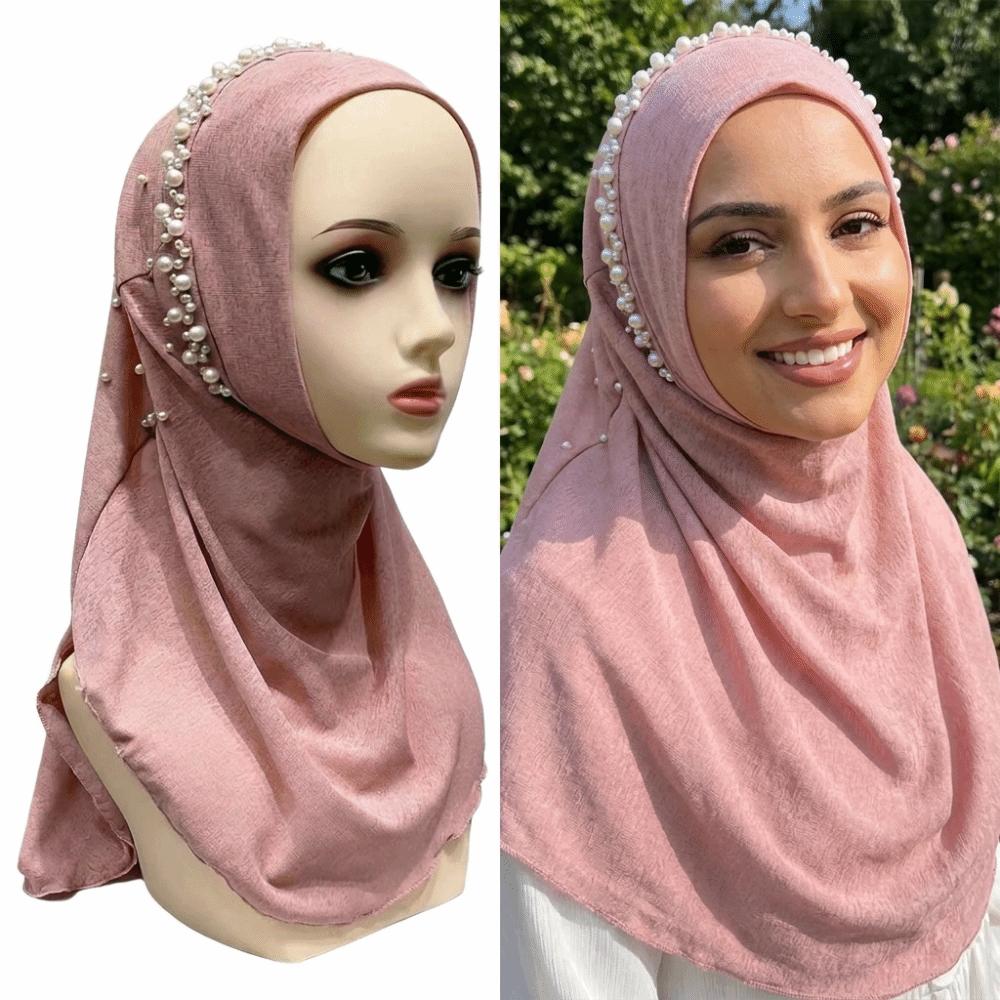 Elastic Fit Women Turban Cap Pull On Pull On Head Wrap Gift Idea Beaded Hijab Scarf Muslim Women