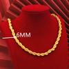 24K Золотая Плетеная Цепь-Канат 6 мм для Мужчин и Женщин AU999 Настоящее Золото Длиной 22-28 Дюймов Ювелирное Изделие