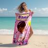 Personalized customized proof beach towel with Doc McStuffins pattern - soft, absorbent, quick-drying, perfect swimming, camping&bathing