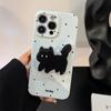 Cute polka dot cat stand phone case suitable for iPhone 17, 14 Pro Max, iPhone 15, soft case for iPhone 16