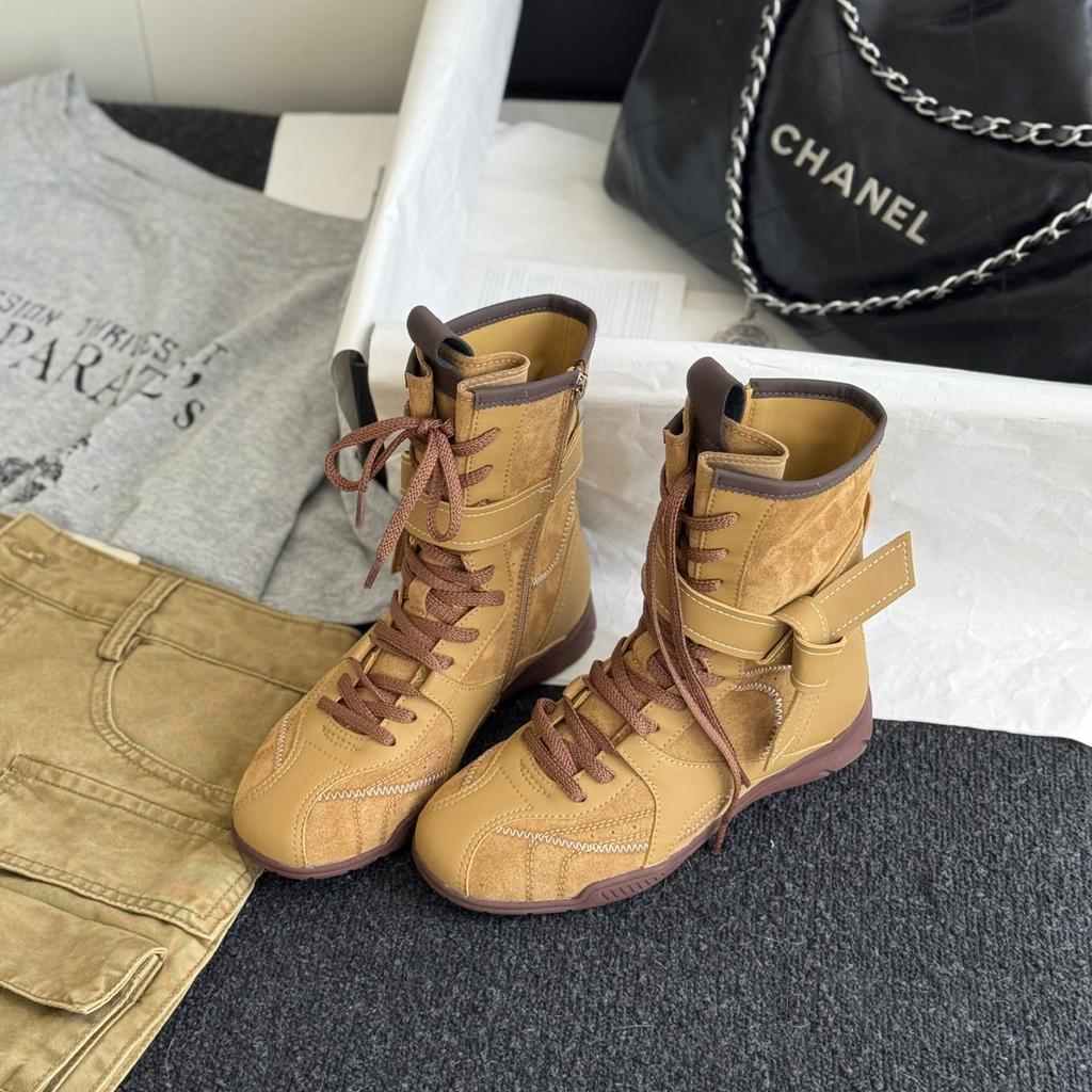 Юэю ретро универсальные немецкие тренировочные ботинки Мартин повседневные спортивные короткие ботинки универсальные боксерские ботинки круглый носок средняя голень ковбойские ботинки женские