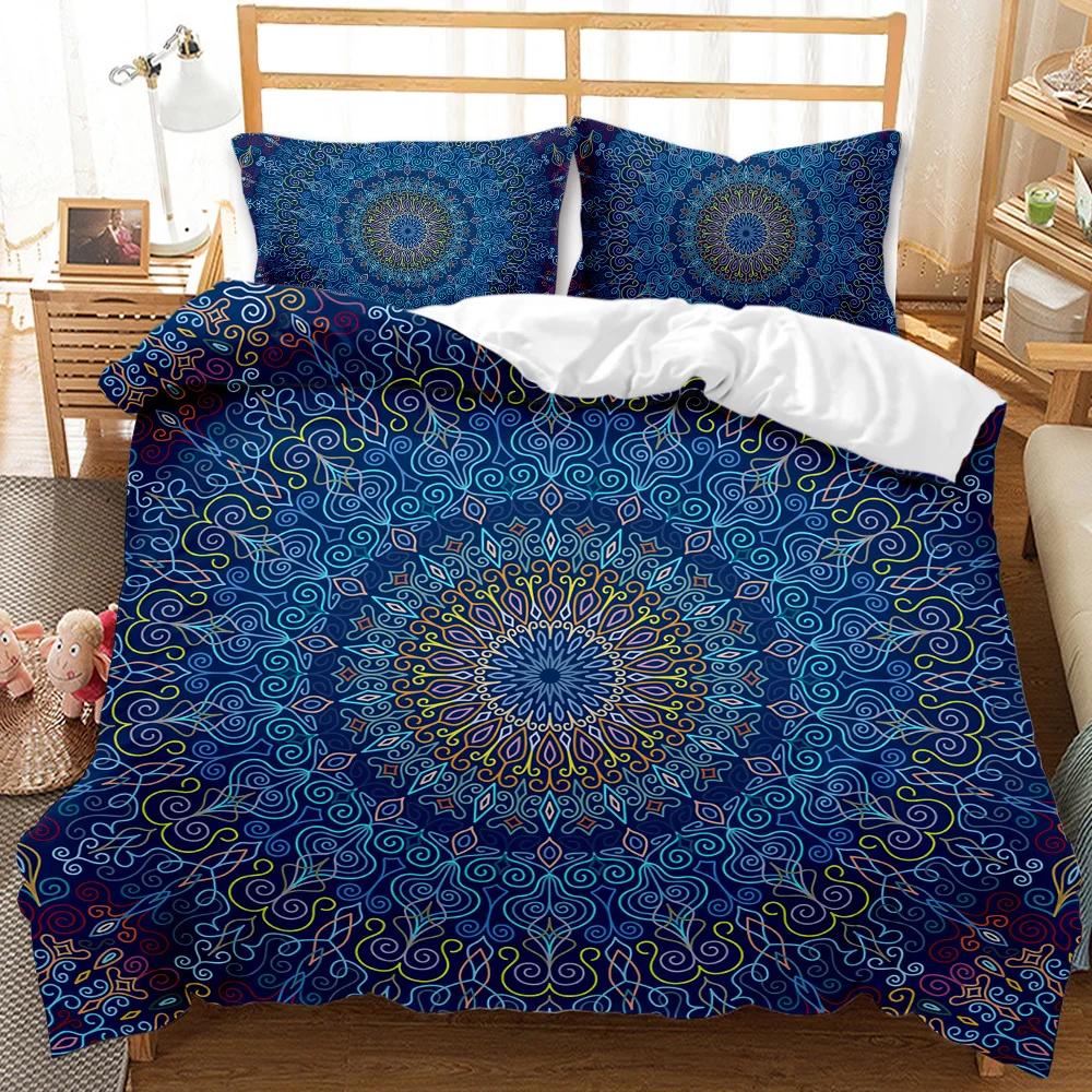 Bohemian Mandala Duvet Cover Queen Size Tie Dye Spiral Duvet Cover Hippie Boho Bedding Set Exotic Floral Polyester Qulit Cover