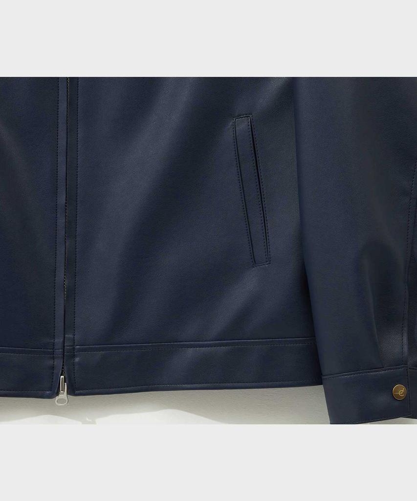 Ffeff Studio Leather Single Zip-Up Jacket (Navy)