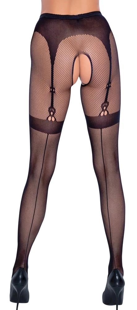 Cottelli LEGWEAR - Mesh Tights with Stockings and Garters Pattern SL
