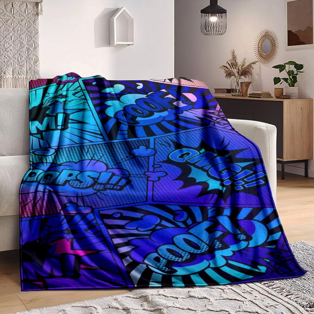 1PC Comic Book, Pop Art Print Blanket, Soft Throw Blanket - Warm & Cozy for Couch, Bed, Office, and Travel yy250912226