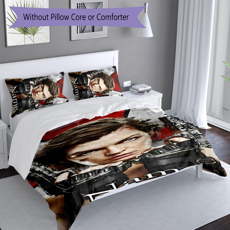 3pcs Custom Name resident Evil Bedding Set,Includes 1 Duvet Cover and 2 Pillowcases,All-season Bedroom Decor