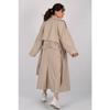 Women's Beige Belted Seasonal Trench Coat