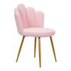Vanity Chair for Makeup Room, Makeup Vanity Chair with Petal Shape, Nordic Style Velvet Chair with Back Support, Golden Legs for Living Room Bedroom