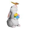 Уличная солнечная статуя кролика со светодиодной подсветкой, садовая, водонепроницаемая, из смолы, бабочка, кролик