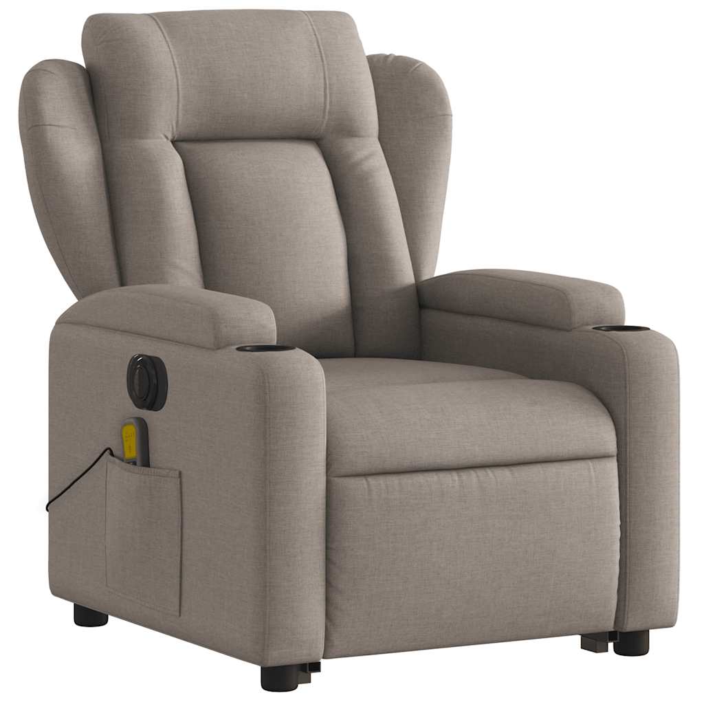 Electric Recliner Chair with Lift Function Taupe Fabric
