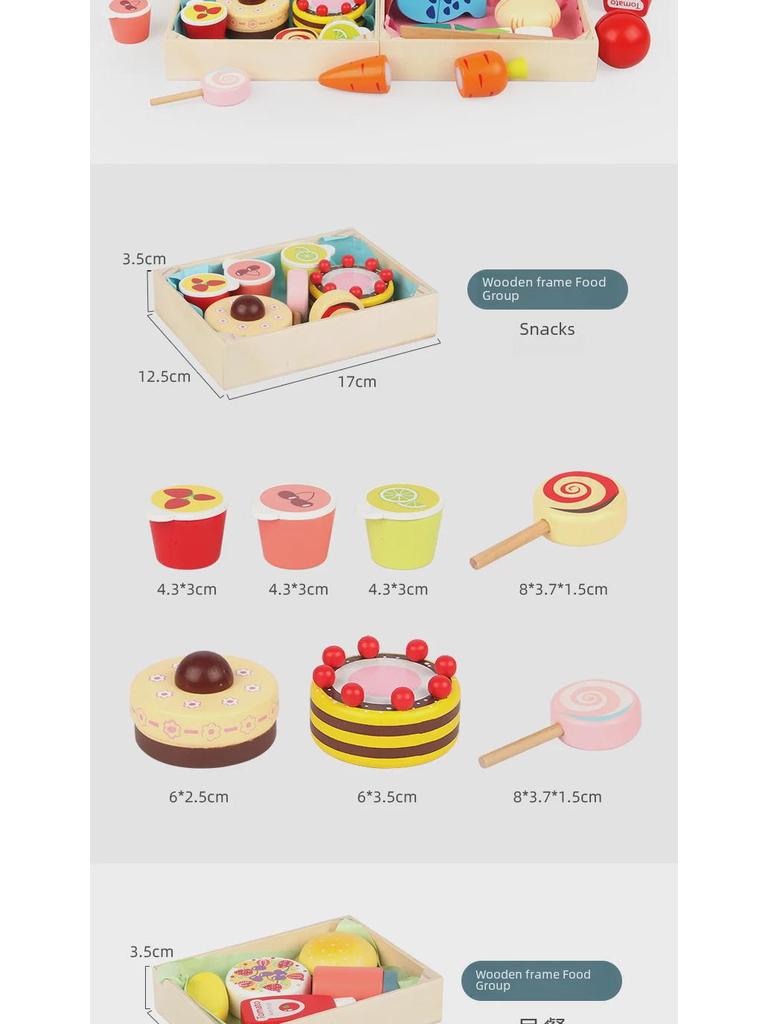 Wooden Pretend Kitchen Toy Set with Cutting Fruits & Vegetables