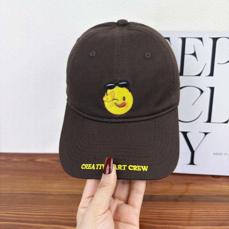 New big head circumference hat female cute smiley face embroidered baseball cap spring and autumn versatile face small sunshade cap man
