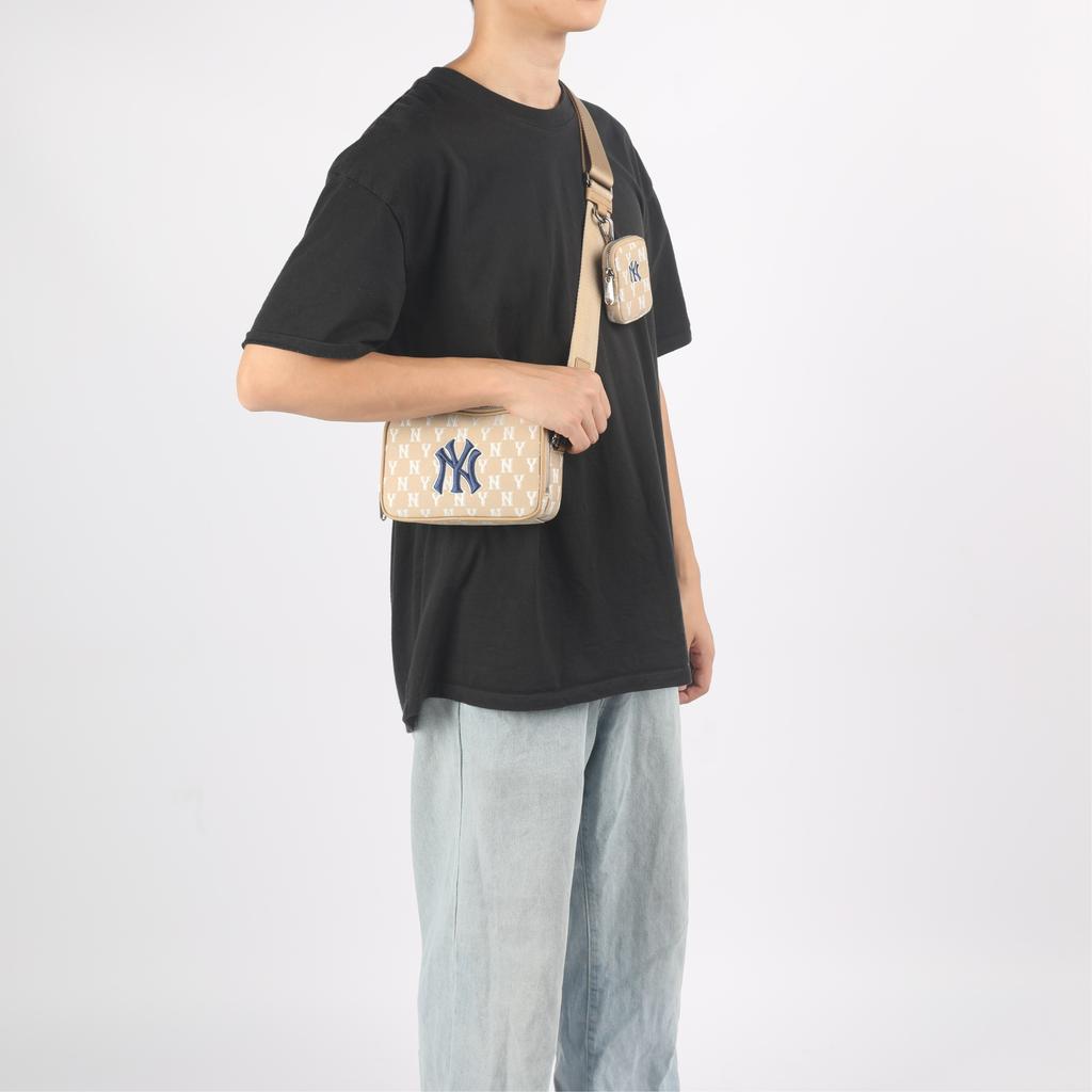 New MLB Monogram Collection Polyester Camera Bag Combo Bag Crossbody Bag Shoulder Bag Unisex Khaki 3ACRS022N-50BGD
