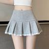 Cute Pleated Skirt for Women Summer Solid High Waist A-line Shorts Lace Stitching Mini Skirt Y2k Vintage Clothing