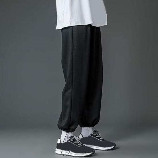 Мужские брюки весна-осень с завязками на талии и эластичным поясом, прямые, широкие, прямые, больших размеров, однотонные, свободные, уличные, спортивные брюки