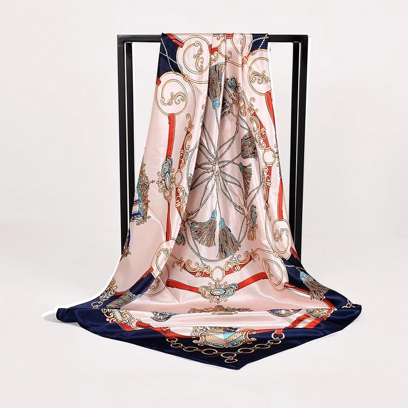 [BYSIFA] Women Rose Silk Scarf Shawl Spring Autumn Large Orange Green Square Scarves Wraps New Design Ladies Head Scarf Cape