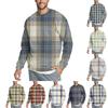 Мужская повседневная мода удобная клетчатая круглая горловина пуловер толстовка свитшот