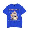 Technically Alcohol Is A Solution Graphic Tshirt Funny Cat Drinking Beer Tshirt Fashion Harajuku T-shirt Women Men Tops