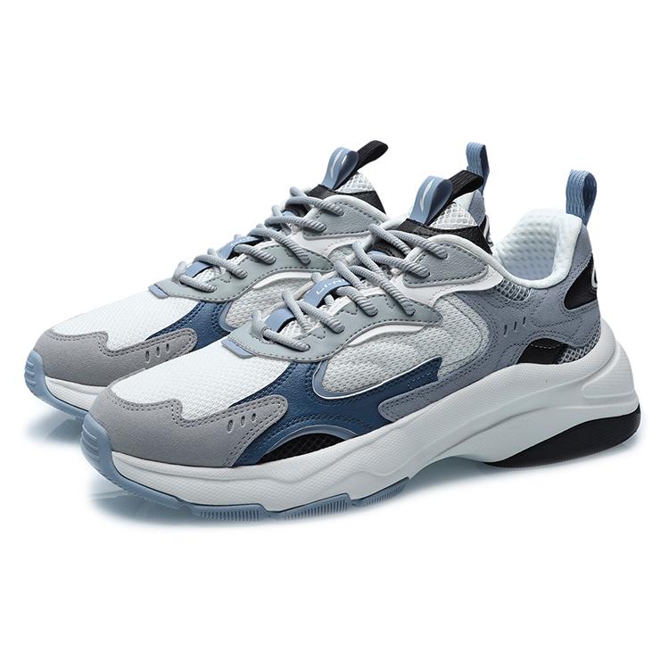 Li Ning износостойкие низкие беговые кроссовки мужские белые с синим AGCR205-3