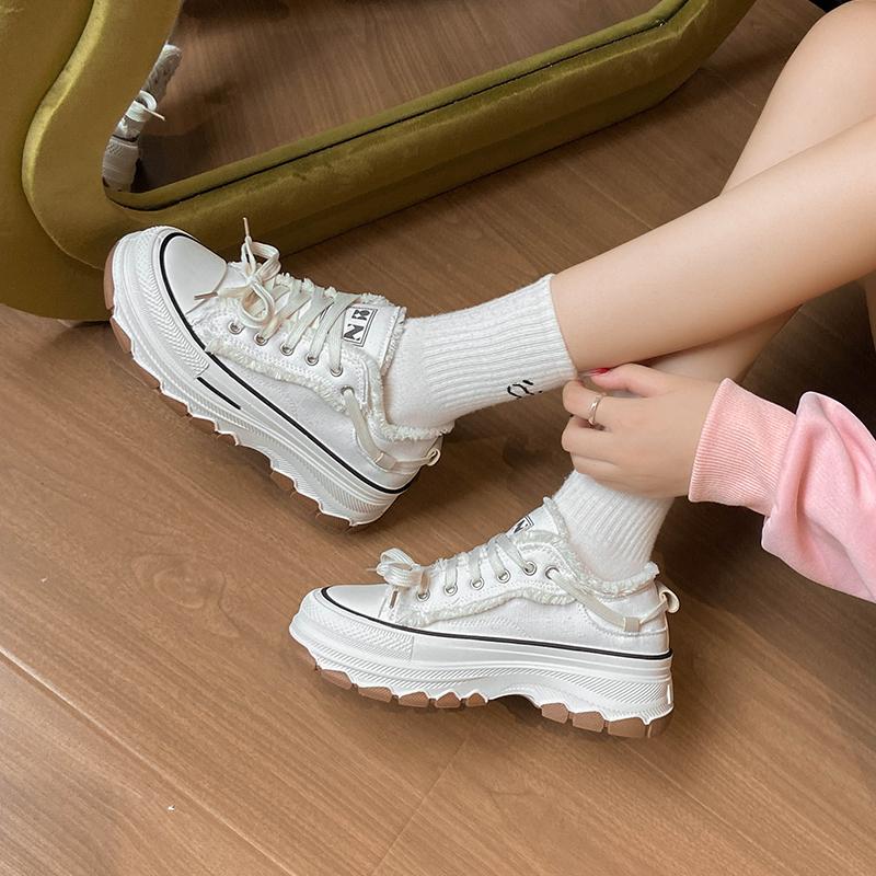 Fashion New Style Thick Soled Retro Small White Shoes Women's Korean Trend Versatile Casual Shoes Outdoor Street Party Sports Shoes