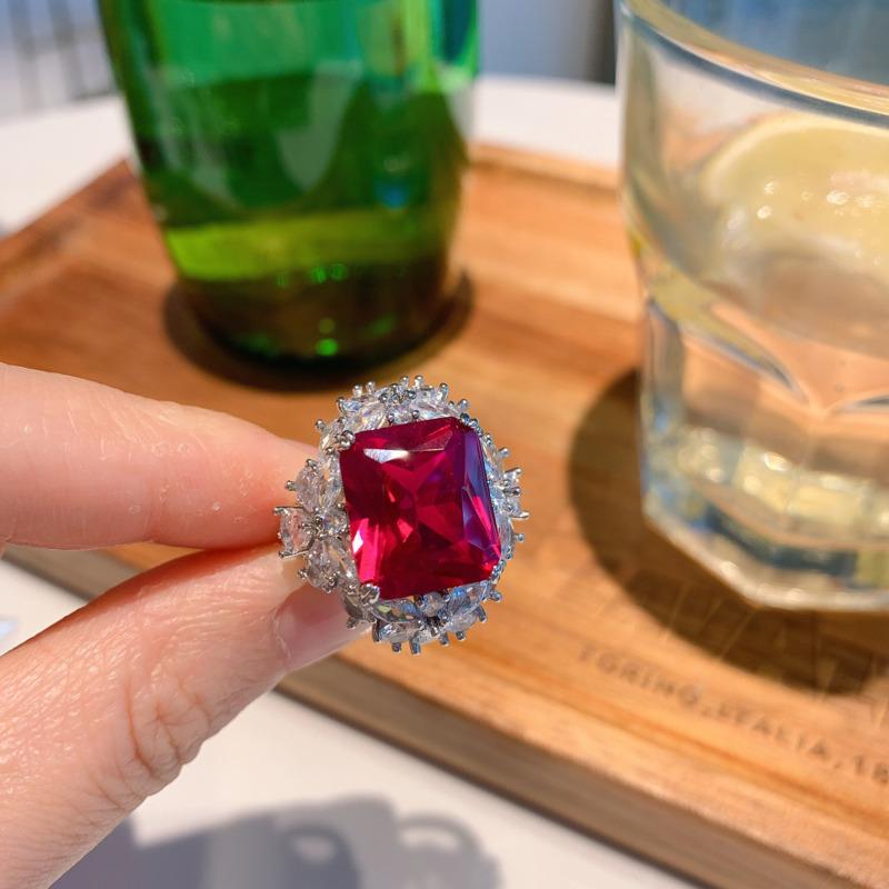 Gica Gema 925 Sterling Silver12*14MM Zircons Gemstone Engagement Ring For Women Fine Jewelry