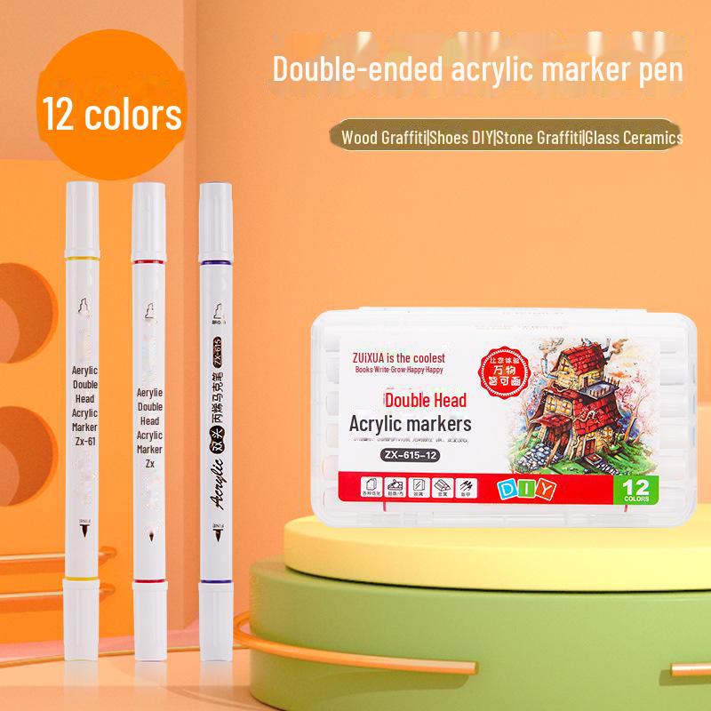 Двусторонний акриловый маркер с мягким наконечником для самостоятельного творчества и граффити на дереве, камне и обуви
