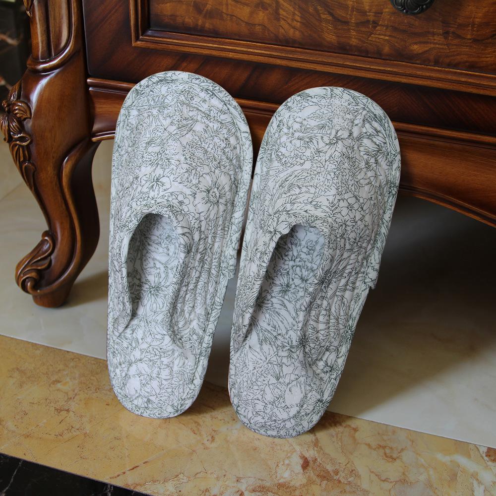 Women's Cotton Foldable Indoor Slippers - Cloth Bottom, Closed Toe, Quiet & Artful Design for All Seasons
