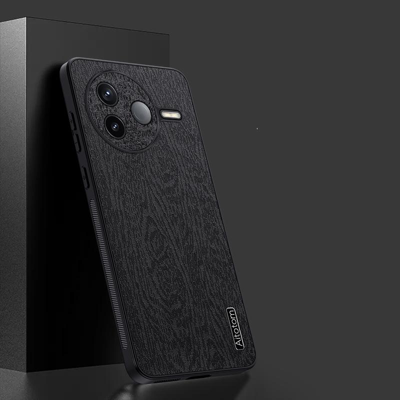 Матовый тонкий чехол для телефона с рисунком дерева для Xiaomi 14T 13T Pro Poco X6 X5 Pro Redmi 14C Note 13 12 11 Pro Роскошная текстура противоударный мягкий бампер из ТПУ